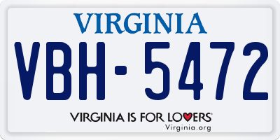 VA license plate VBH5472