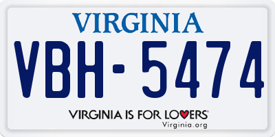 VA license plate VBH5474