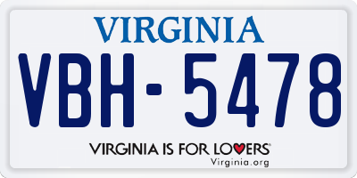 VA license plate VBH5478