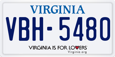 VA license plate VBH5480