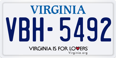 VA license plate VBH5492