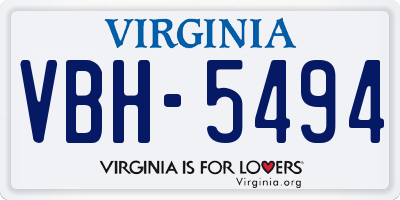 VA license plate VBH5494