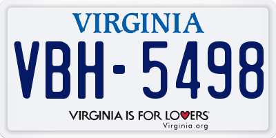 VA license plate VBH5498