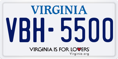 VA license plate VBH5500