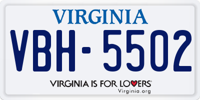VA license plate VBH5502