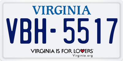 VA license plate VBH5517