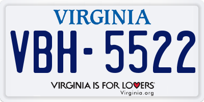 VA license plate VBH5522