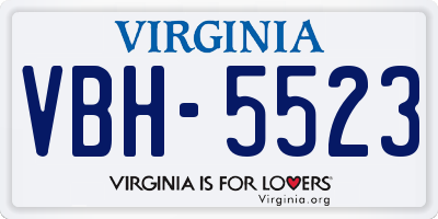 VA license plate VBH5523