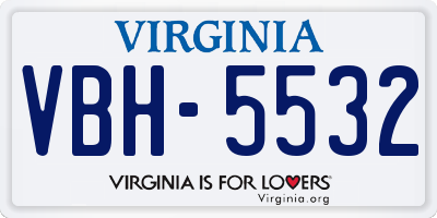 VA license plate VBH5532