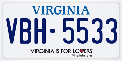 VA license plate VBH5533