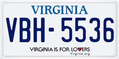 VA license plate VBH5536