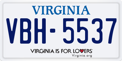 VA license plate VBH5537