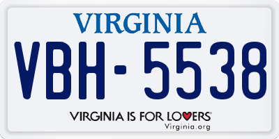 VA license plate VBH5538