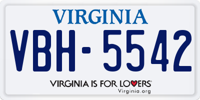 VA license plate VBH5542