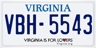 VA license plate VBH5543