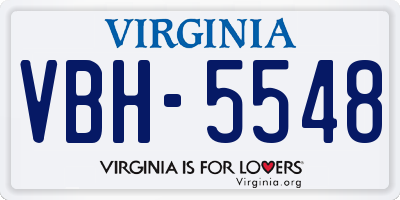 VA license plate VBH5548