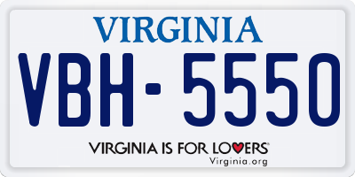 VA license plate VBH5550