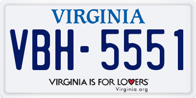 VA license plate VBH5551