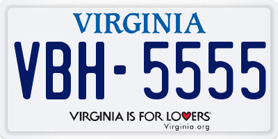 VA license plate VBH5555