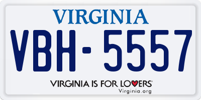 VA license plate VBH5557