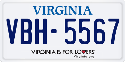 VA license plate VBH5567