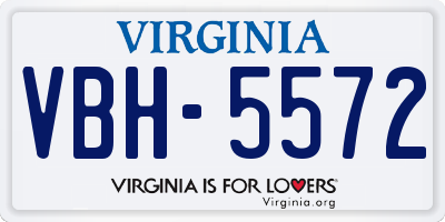 VA license plate VBH5572