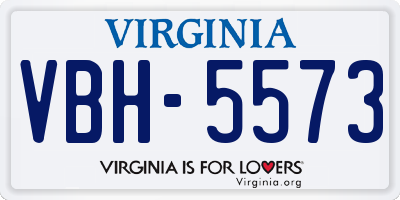 VA license plate VBH5573