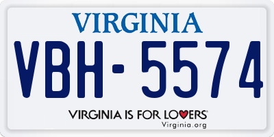 VA license plate VBH5574