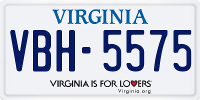 VA license plate VBH5575