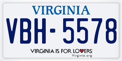 VA license plate VBH5578