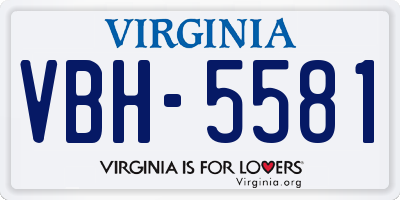 VA license plate VBH5581