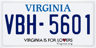 VA license plate VBH5601