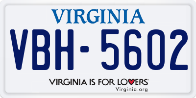VA license plate VBH5602