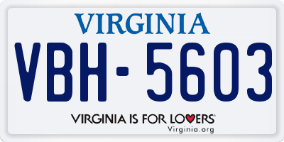 VA license plate VBH5603
