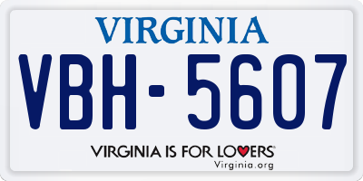 VA license plate VBH5607