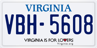 VA license plate VBH5608