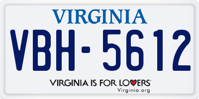 VA license plate VBH5612