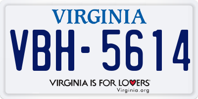 VA license plate VBH5614