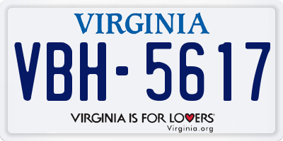 VA license plate VBH5617