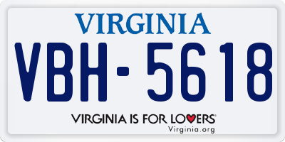 VA license plate VBH5618