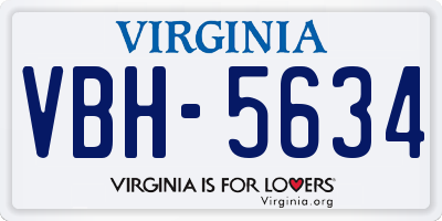 VA license plate VBH5634