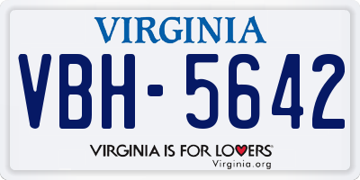 VA license plate VBH5642