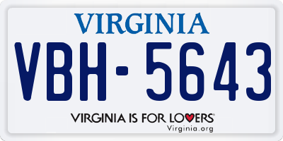 VA license plate VBH5643