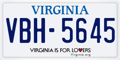 VA license plate VBH5645