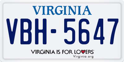 VA license plate VBH5647