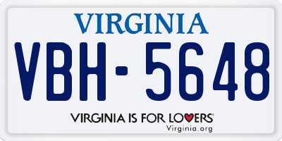 VA license plate VBH5648