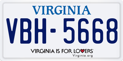 VA license plate VBH5668