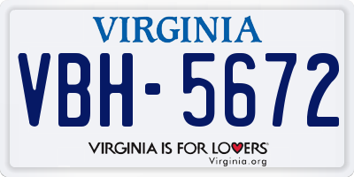 VA license plate VBH5672