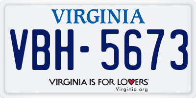 VA license plate VBH5673