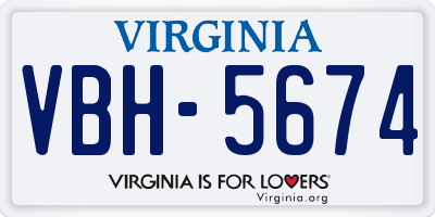 VA license plate VBH5674